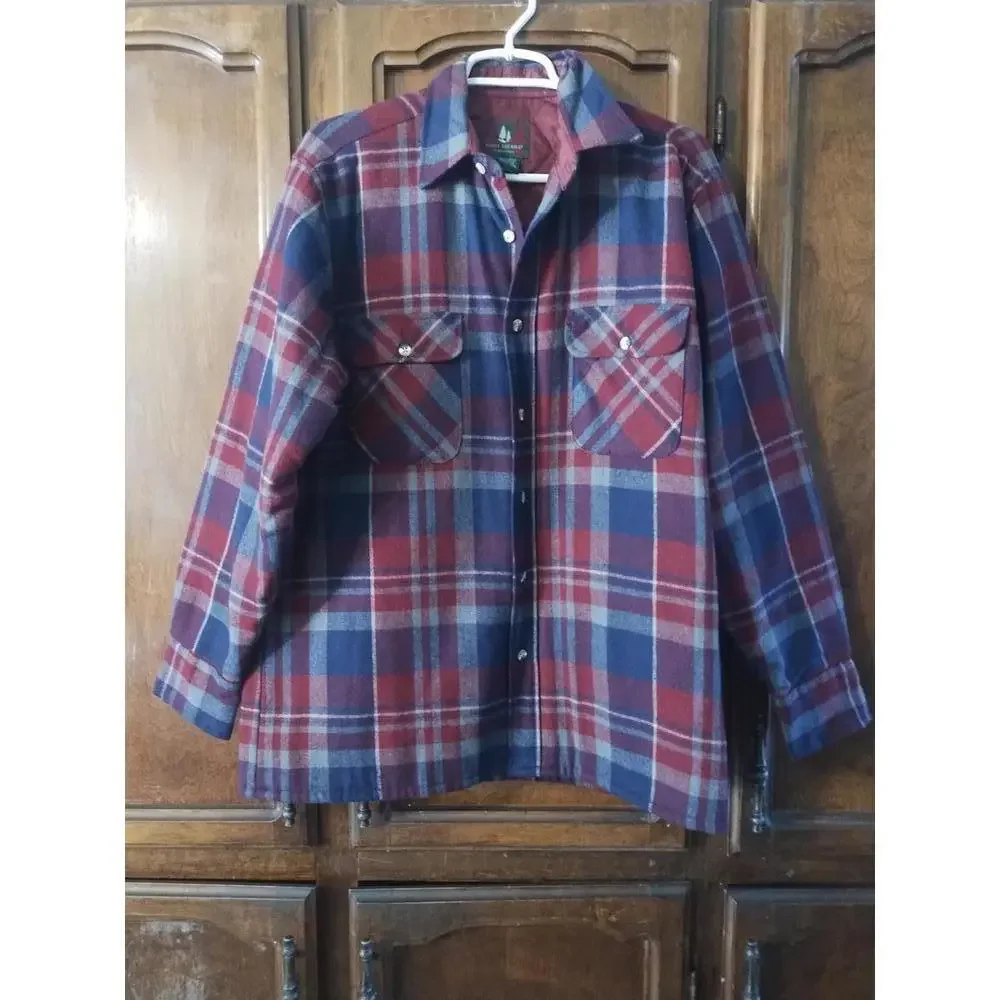 Vintage High Sierra Mens Jacket XL Red Plaid Wool lined Collar Chore Barn‎